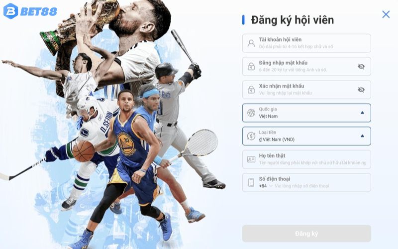 hướng dẫn đăng ký tài khoản nhà cái BET88